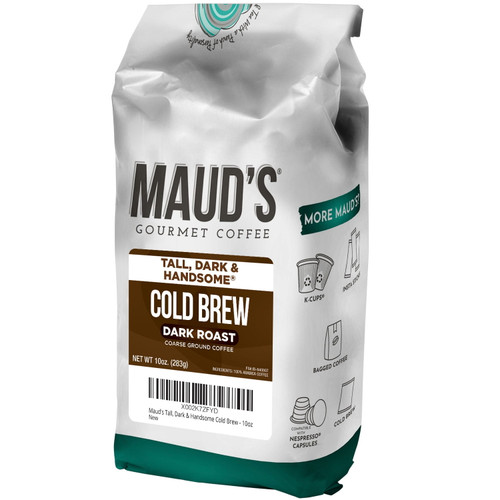 Maud's Tall Dark & Handsome Dark Roast Cold Brew Ground Coffee (low Acid Cold Brew Dark Roast Coffee), 10oz - Solar Energy Produced 100% Arabica Dark Roast Cold Brew Coffee California Roasted
