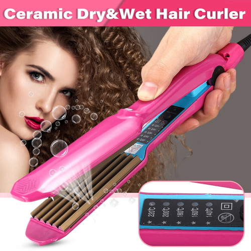 Professional Hair Crimper Curler Crimping Wave Ceramic Plate With 5 Grear Temperature Control Hair Straighter Or All Hair Types