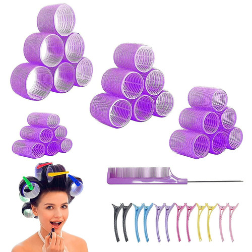 Powerdelux 24 Pcs Hair Rollers Set Hair Curlers, Self Grip Nylon Velcro Rollers For Long & Short Hair (jumbo,l,m,s)