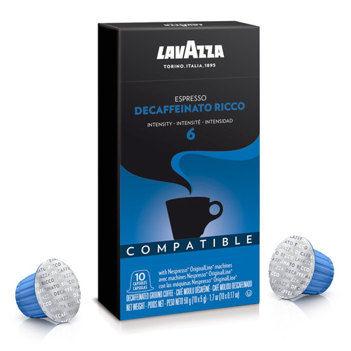 Lavazza Decaffeinato Ricco Espresso Nespresso Coffee Capsules, Dark Roast (10 Count)