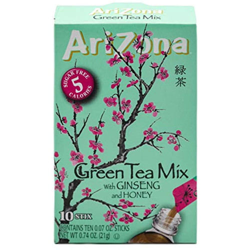Arizona Green Tea With Ginseng Iced Tea Stix Sugar-free, Low Calorie Single Serving Drink Powder Packets, Just Add Water For A Deliciously Refreshing Iced Tea Beverage, 10 Count, Pack Of 6