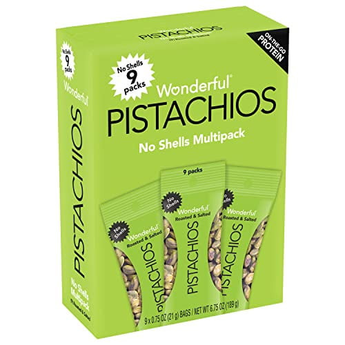 Wonderful Pistachios No Shells Roasted And Salted Nuts, 0.75 Ounce (pack Of 9)