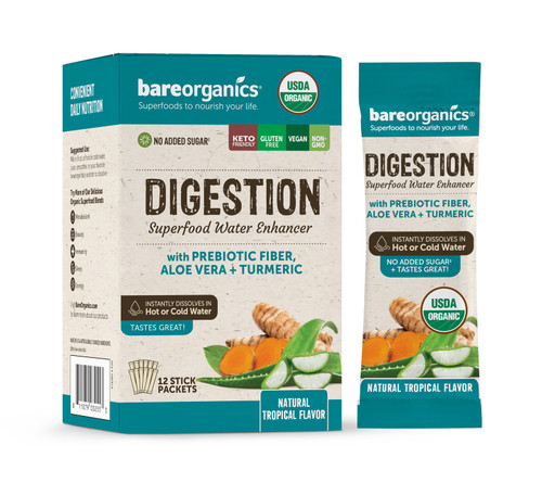 Bareorganics Digestive Health Blend Superfood Water Mix Packets, 12 Ct