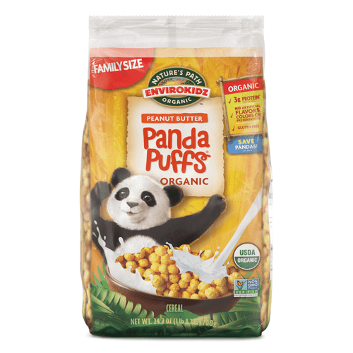 Envirokidz Organic Peanut Butter Panda Puffs Cereal, Gluten Free, 24.7 Oz Bag