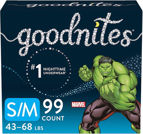 Goodnites Nighttime Bedwetting Underwear, Boys' S/m (43-68 Lb.), 99ct, Fsa/hsa-eligible