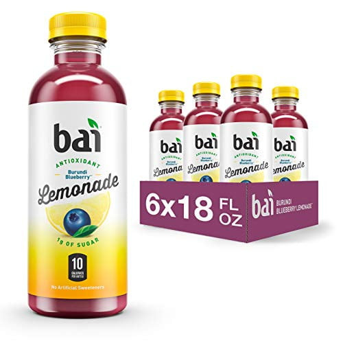 Bai Flavored Water, Burundi Blueberry Lemonade, Antioxidant Infused Drinks, 18 Fluid Ounce Bottles, 6 Count