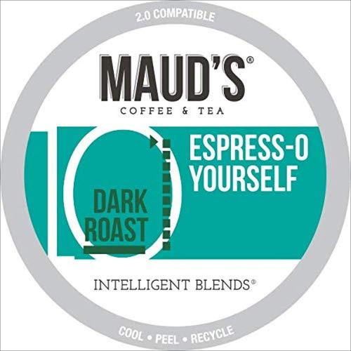 Maud's Espresso Coffee Dark Roast (espress-o Yourself), 100ct. Solar Energy Produced Recyclable Single Serve Coffee Pods - Richly Satisfying Arabica Beans California Roasted, Espresso Kcup Compatible