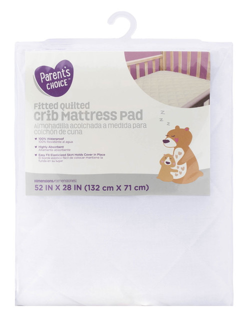 Parents Choice Baby & Toddler Peva Sheet Sets Neutral White Fitted Quilted Crib Pad
