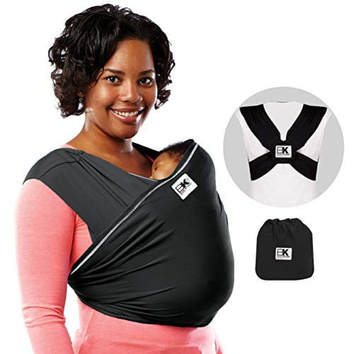 Baby K'tan Active Baby Wrap Carrier, Infant And Child Sling - Simple Pre-wrapped Holder For Babywearing - No Tying Or Rings - Carry Newborn Up To 35 Pound, Black, Small (women 6-8 / Men 37-38)