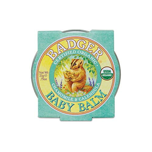 Badger - Baby Balm, Chamomile & Calendula, Certified Organic Baby Balm, Cradle Cap Balm For Babies, Baby Rash Balm, Baby Skin Care, 0.75 Oz