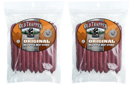 Old Trapper's 15 Oz Original Deli Style Beef Sticks 2 Pack