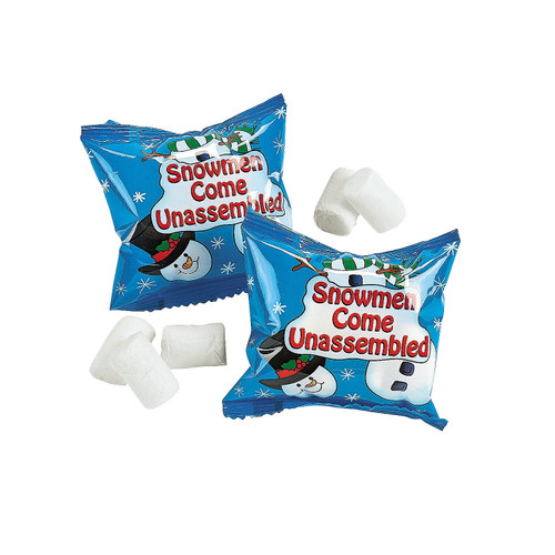 Marshmallow Snowman Candy Treat Packs, Edibles, Christmas, 54 Pieces