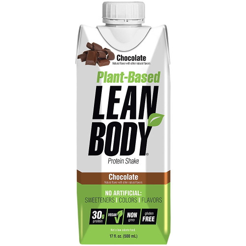 Lean Body Plantbased Vegan Protein Shake  Chocolate (12 Drinks / 17 Fl. Oz.)