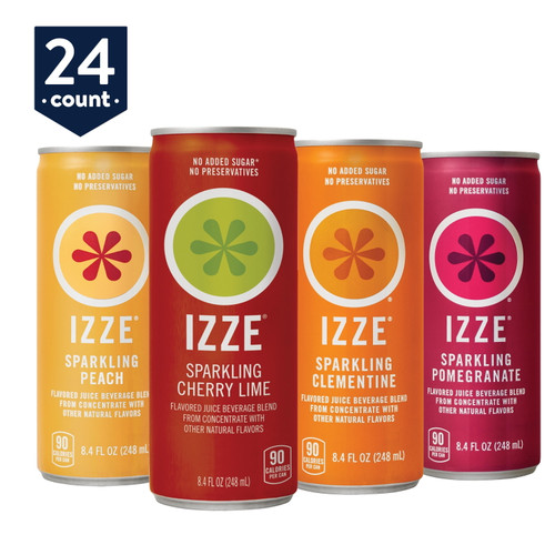Izze Sparkling Juice Drink 4 Flavor Variety Pack, 8.4 Oz, 24 Pack Cans