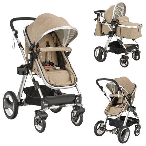 Costway Folding Aluminum Infant Baby Stroller Kids Carriage Pushchair W Diaper Bag Khaki