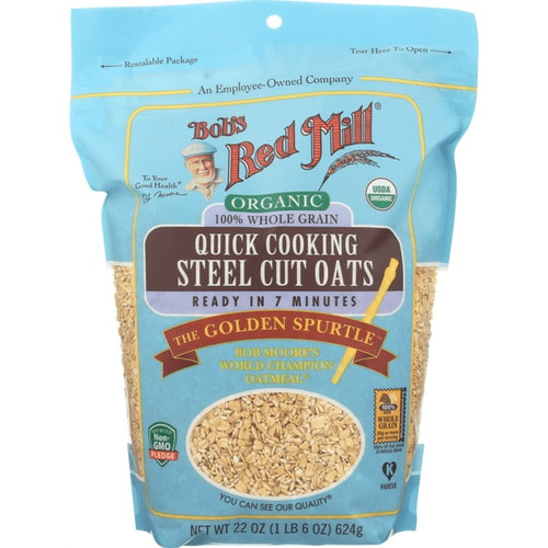 Bob's Red Mill, Quick Cooking Steel Cut Oats, Organic, Whole Grain, 22 Oz