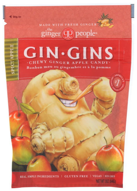 The Ginger People Gin Gins Spicy Apple Chewy Ginger Candy, 3 Oz