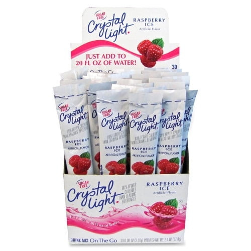 Crystal Light On-the-go Raspberry Mix Sticks Powder - Raspberry Ice Flavor - 0.08 Oz - 30 / Box