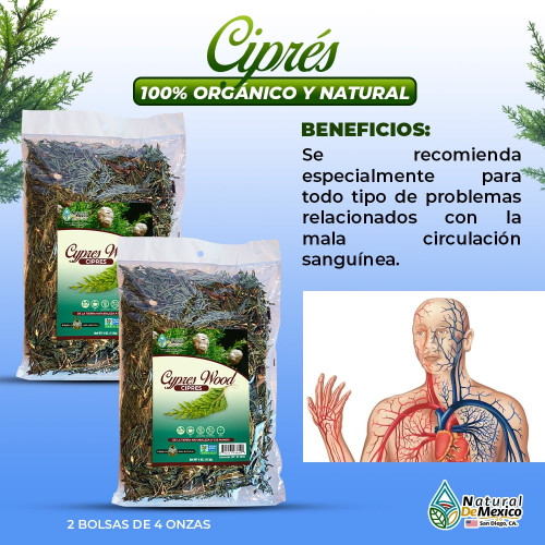 Ciprés Herb Tea 8 Oz. 226gr. (2/4 Oz.) Organic Cypress Tea By Natural De Mexico