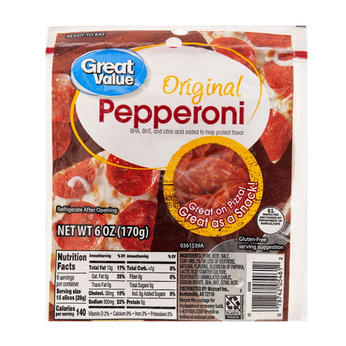 Great Value Original Pepperoni Slices, 6 Oz