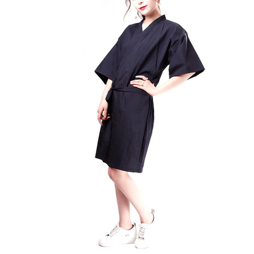 Hemoton Salon Client Gown Robes Cape Hair Salon Hair Cutting Smock For Clients Kimono Style (black)