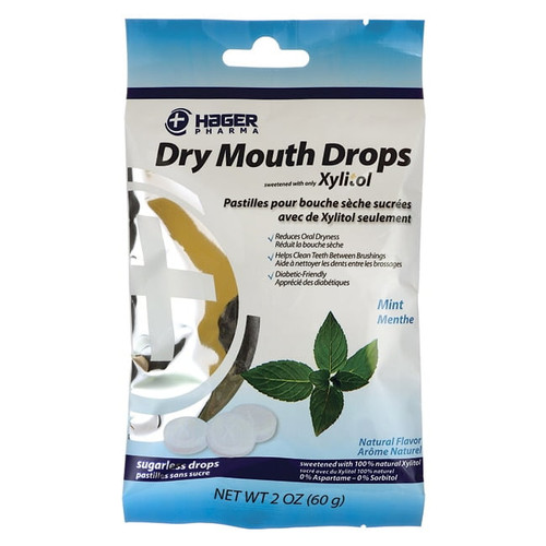 Hager Pharma Dry Mouth Drops Mint 26 Ct