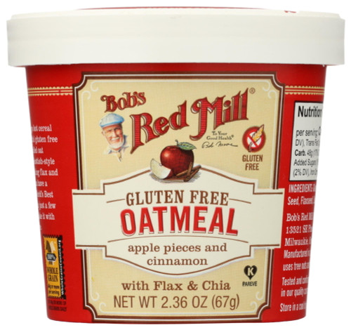 Bobs Red Mill Apple Cinnamon Oatmeal Cup, 2.36 Ounce -- 12 Per Case.