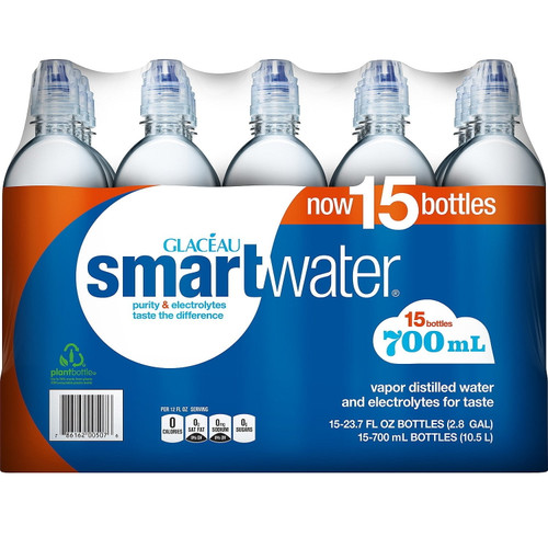 Glaceau Smartwater Water With Sports Cap (700ml Bottles, 15 Pk.)