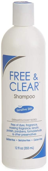 Free & Clear Hair Shampoo | Fragrance, Gluten And Sulfate Free | For Sensitive Skin | 12 Ounce