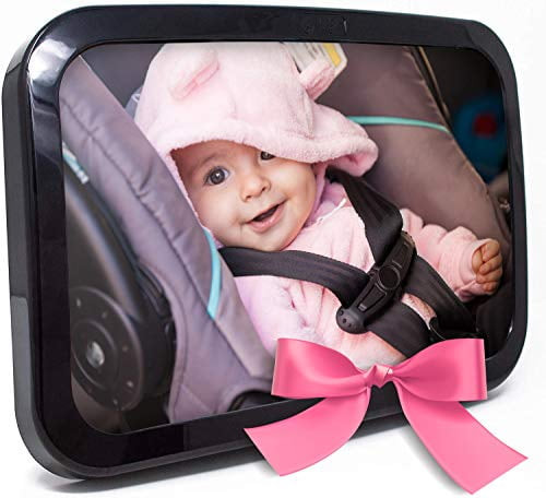 Baby & Mom Back Seat Baby Mirror - Rear View Baby Car Seat Mirror Wide Convex Shatterproof Glass And Fully Assembled - Crash Tested And Certified For Safety (black)