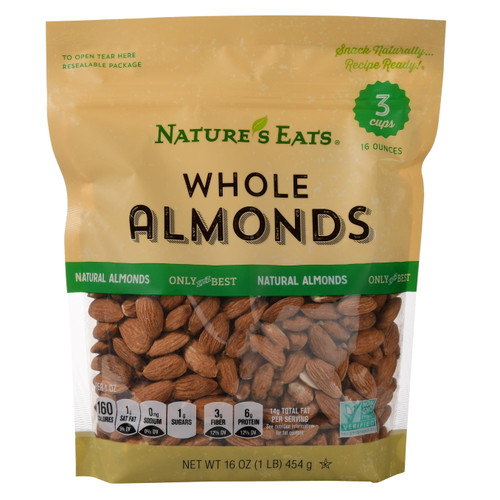 Nature's Eats Whole Almonds, Natural, 16 Ounce