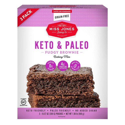 Miss Jones Keto & Paleo Fudgy Brownie Baking Mix, 10.57 Ounce (pack Of 3)