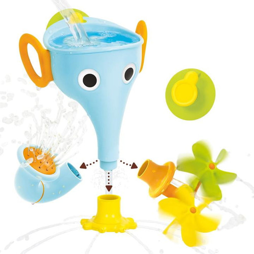 Yookidoo Funelefun Fill ‘n’ Sprinkle Bath Toy. An Elephant Trunk Funnel Toddlers Play With 3 Interchangeable Trunk Accessories That Spins, Twist And Sprinkle, Promotes Kids Stem-based Learning (blue)