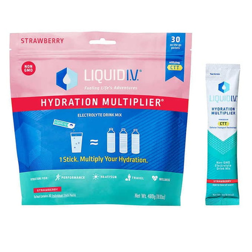 Liquid I.v. Hydration Multiplier, 30 Individual Serving Stick Packs In Resealable Pouch (strawberry Flavor)