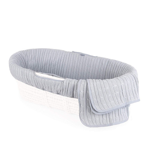 Tadpoles Cable Knit Moses Basket Bedding Only Set, Grey