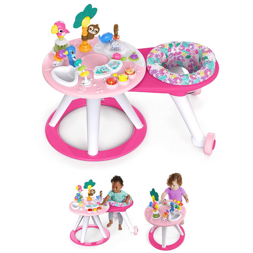 Jingkaiw Around We Go 2-in-1 Walk-around Baby Activity Center & Table, Tropic Coral, Ages 6 Months+