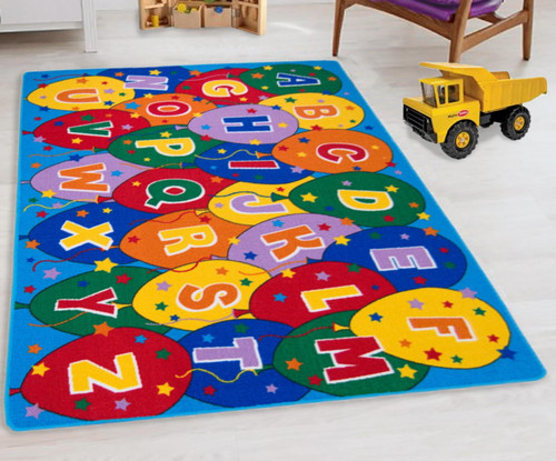 Teaching Abc Balloons Party Accent Kids Educational Play Mat For School/classroom/kids Room/daycare/nursery Non-slip Gel Back Rug Carpet-3 By 5 Feet