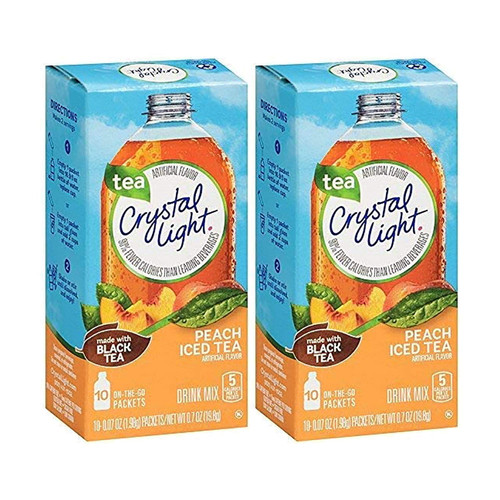 Crystal Light On-the-go, Peach Iced Tea Drink Mix, 10 Ct (pack Of 2)