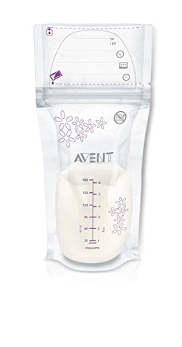 Philips Avent Breast Milk Storage Bags, Clear, 6 Ounce, 50 Pack, Scf603/50