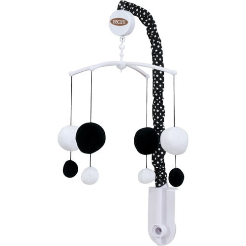 Bacati - Classic Damask Musical Mobile With Toys, White/black