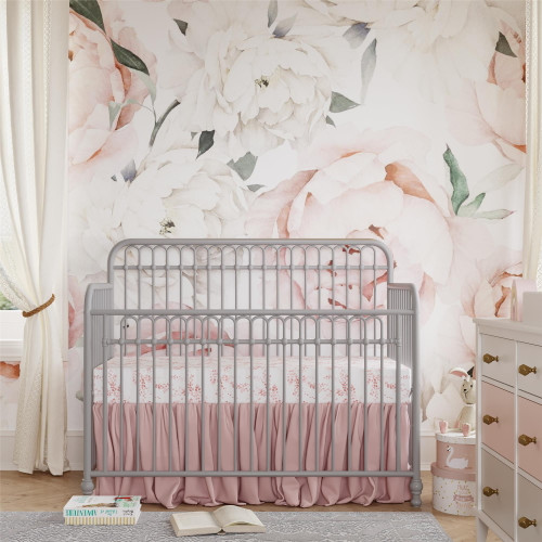 Little Seeds Ivy 3 In 1 Convertible Metal Crib, Dove Gray