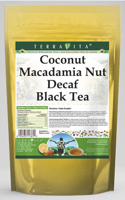 Terravita Coconut Macadamia Nut Decaf Black Tea, (coconut Macadamia Nut Decaf, Black Tea Bags, 25 Tea Bags, 1-pack, Zin: 534475)