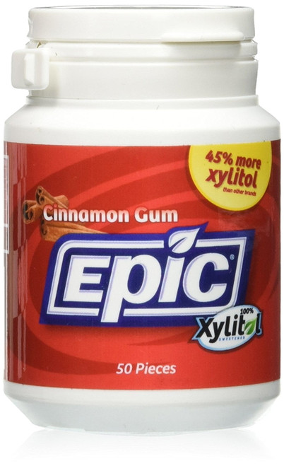 Xylitol Gum, Cinnamon - 50 Piece, Epic Dental Cinnamon Gum - Xylitol Sweetened - 50 Count By Epic Dental