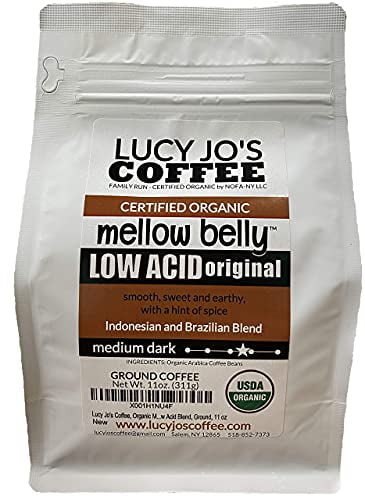 Lucy Jo's Coffee Roastery, Organic Mellow Belly Low Acid Blend, Ground, 11 Oz (11 Oz)