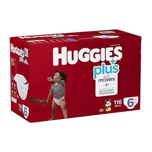 Huggies Little Movers Plus Diapers, Size 6 - 116 Diapers