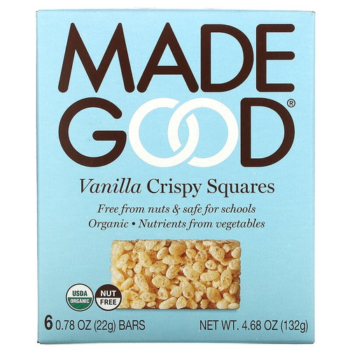 Madegood, Crispy Squares, Vanilla, 6 Bars, 0.78 Oz