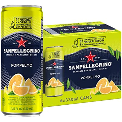 Sanpellegrino Italian Sparkling Drink Pompelmo, Sparkling Grapefruit Beverage, 6 Pack Of 11.5 Fl Oz Cans