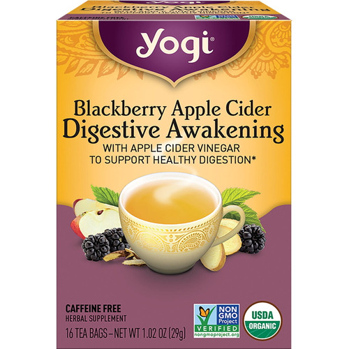 Yogi Tea Blackberry Apple Cider Digestive Awakening, Wellness Tea Bags, 16 Count
