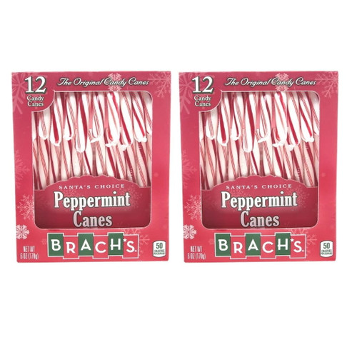 Bcl Brachs Peppermint Candy Canes Pack Of 2, 6oz./box (24 Canes Total) Santa's Choice Peppermint Candy Bundled With A Box Of Swiss Miss Marshmallow Hot Cocoa Mix & Custom Storage Carrier