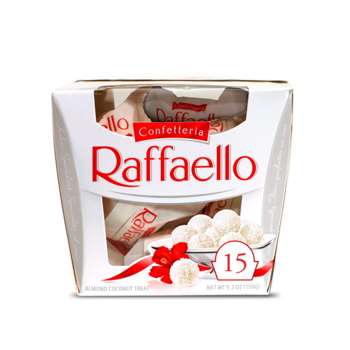 15 Count, Ferrero Raffaello, Premium Gourmet White Almond, Cream And Coconut, Candy For Gifting, Great Holiday Gift Box, 5.3 Oz